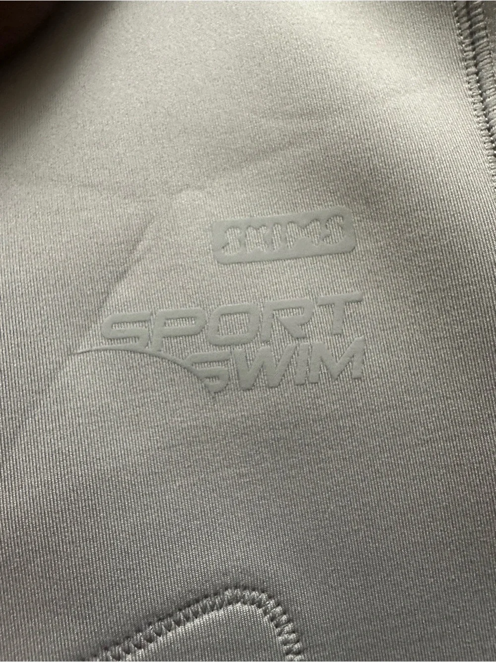 Skims Sporty Swim Embossed Neoprene Swim Top and Bottom in Light Gray